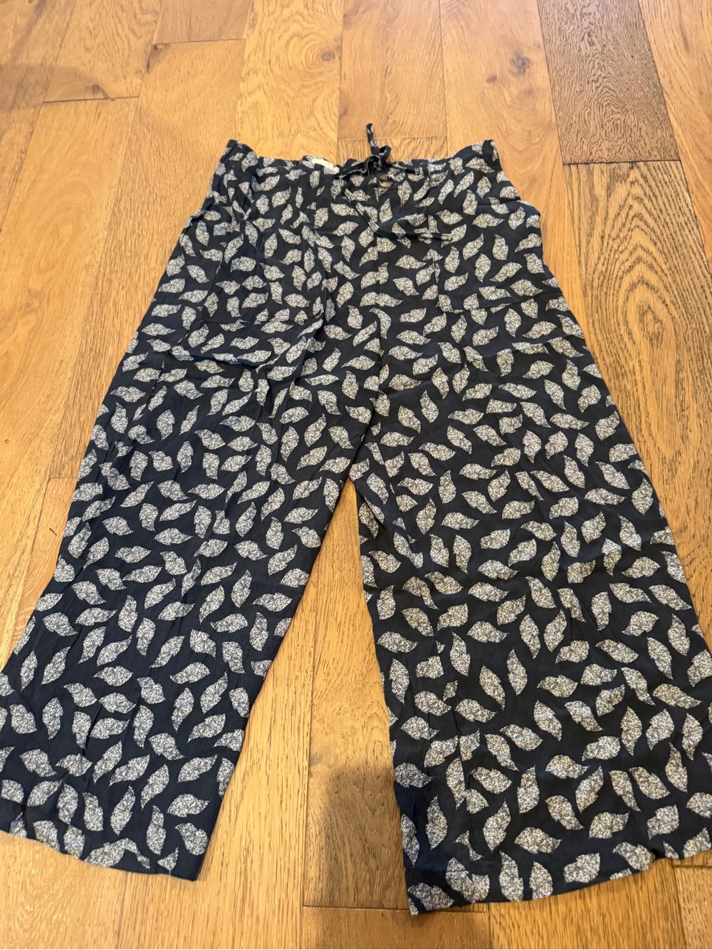 Dark Blue Patterned Flowy Pants